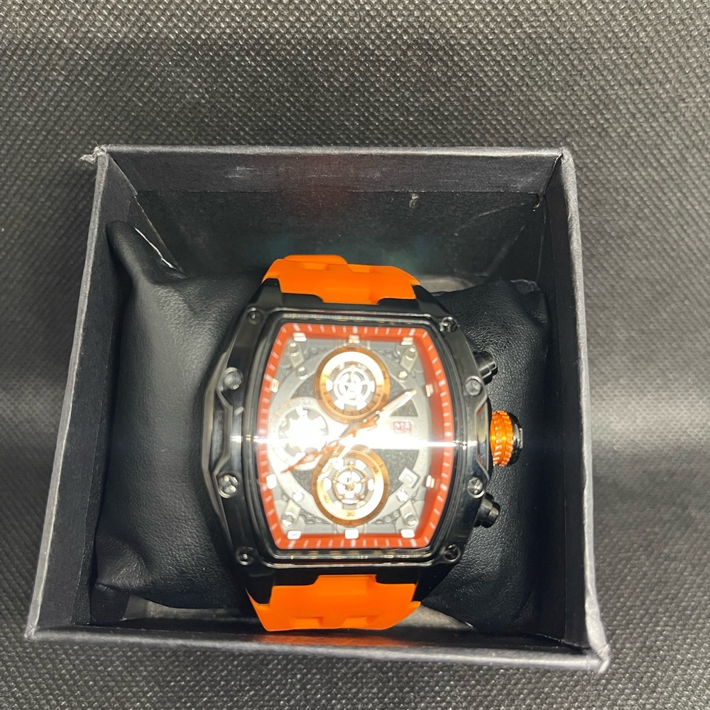 Orange and Black Men's Watch